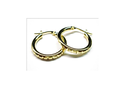 14kt Textured Hoop Earring with Gold Plating